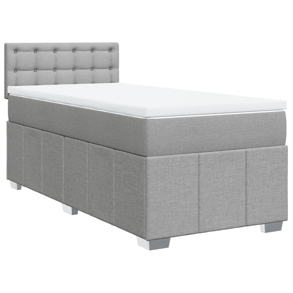 Boxspring met matras stof lichtgrijs 90x200 cm