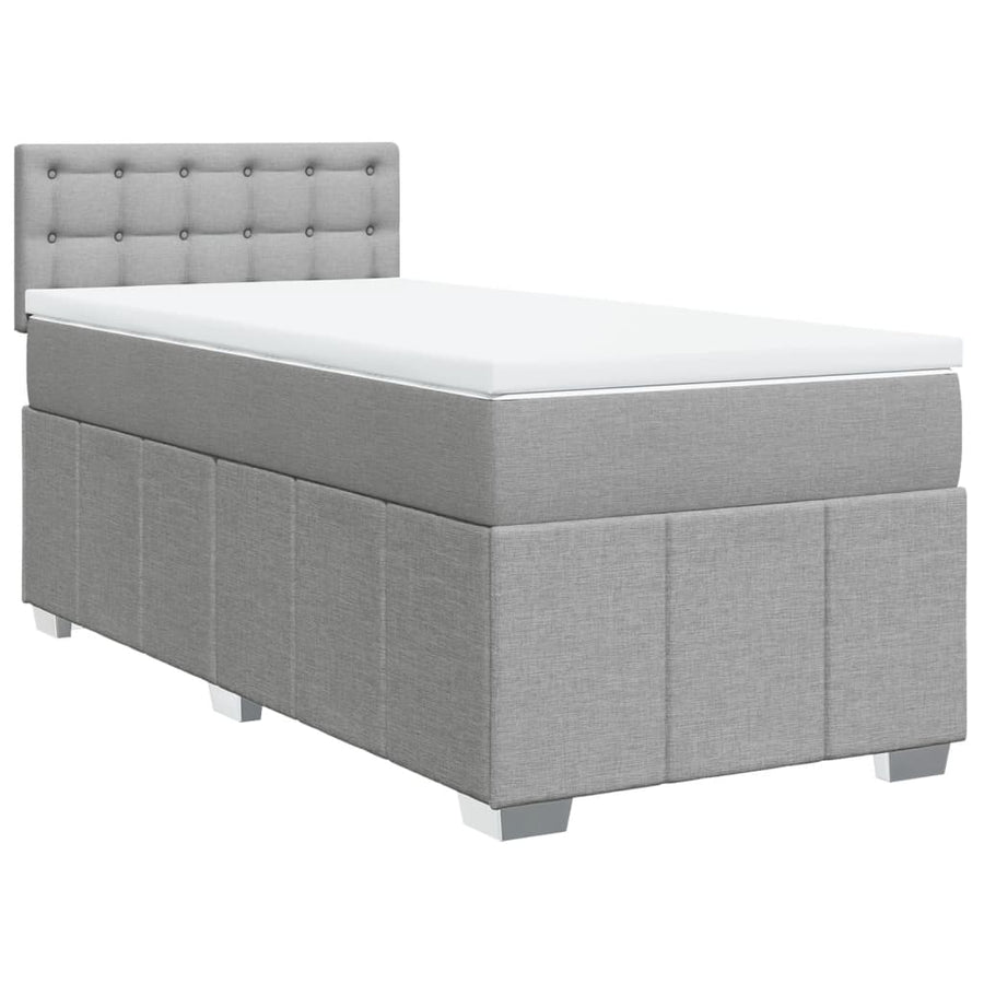 Boxspring met matras stof lichtgrijs 90x200 cm
