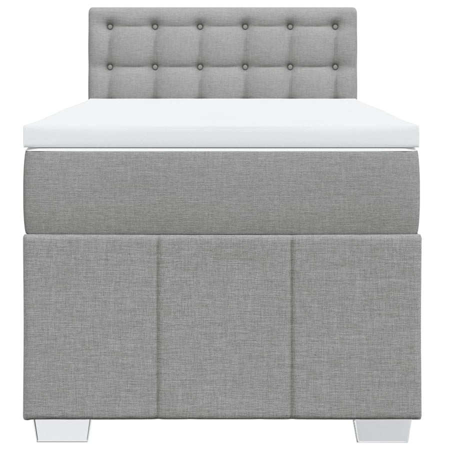 Boxspring met matras stof lichtgrijs 90x200 cm