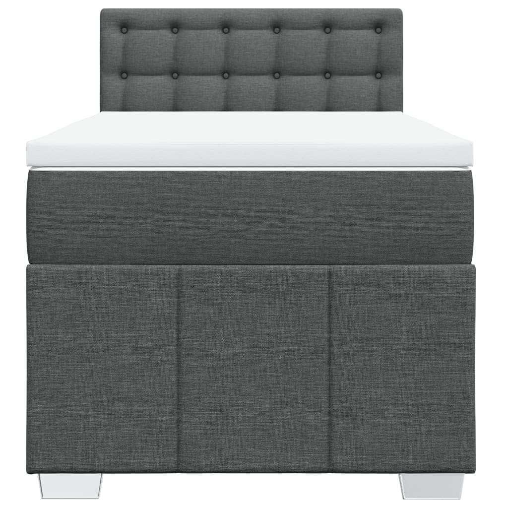 Boxspring met matras stof donkergrijs 90x200 cm