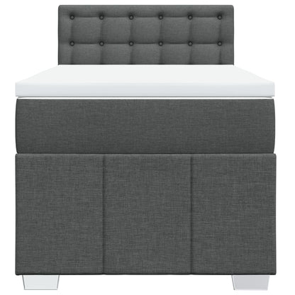 Boxspring met matras stof donkergrijs 90x200 cm