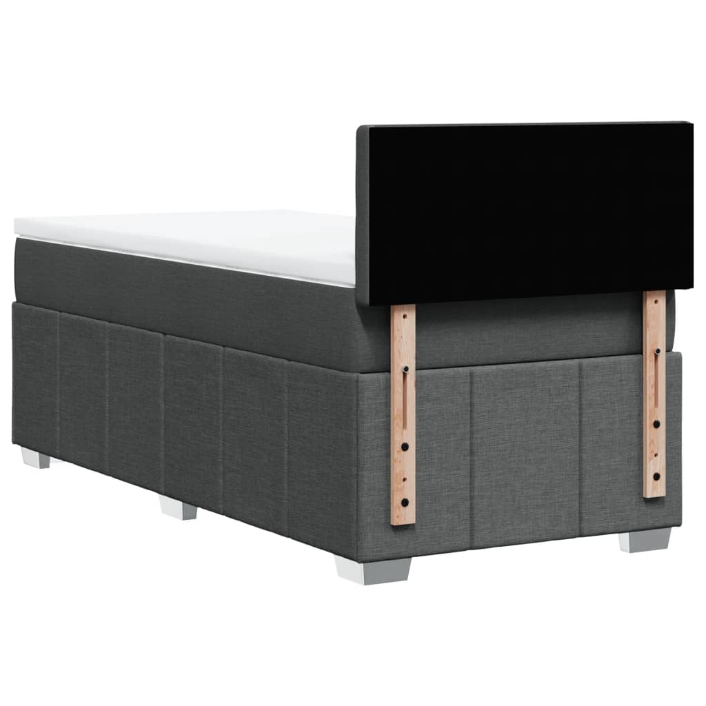 Boxspring met matras stof donkergrijs 90x200 cm