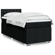Box spring with mattress fabric black 90x200 cm