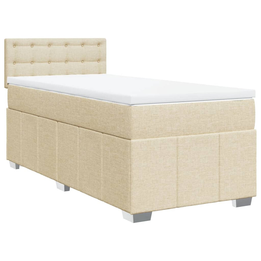 Boxspring met matras stof crèmekleurig 90x200 cm