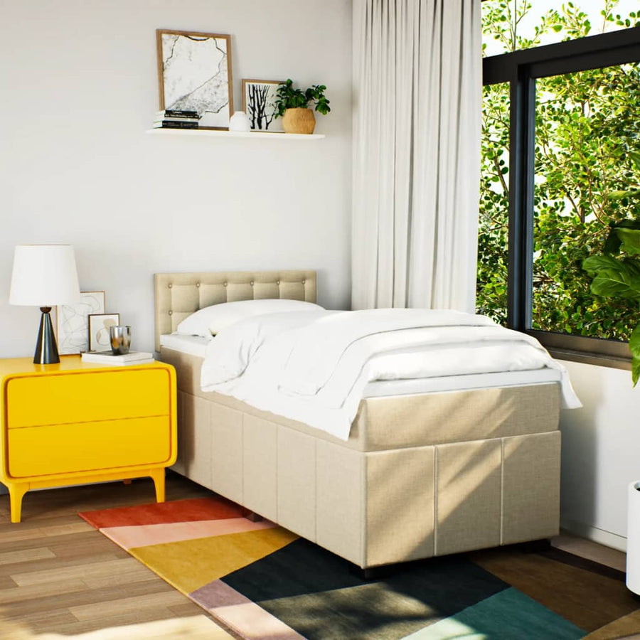 Boxspring met matras stof crèmekleurig 90x200 cm
