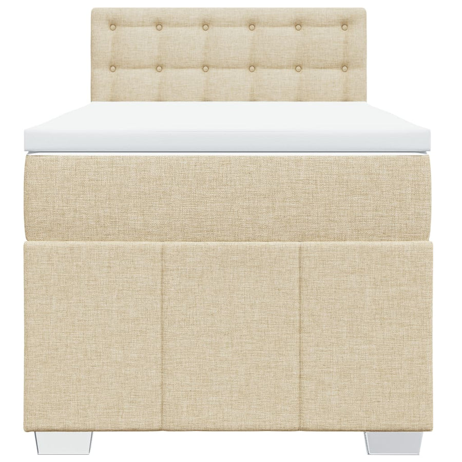 Boxspring met matras stof crèmekleurig 90x200 cm