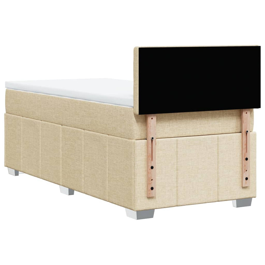 Boxspring met matras stof crèmekleurig 90x200 cm