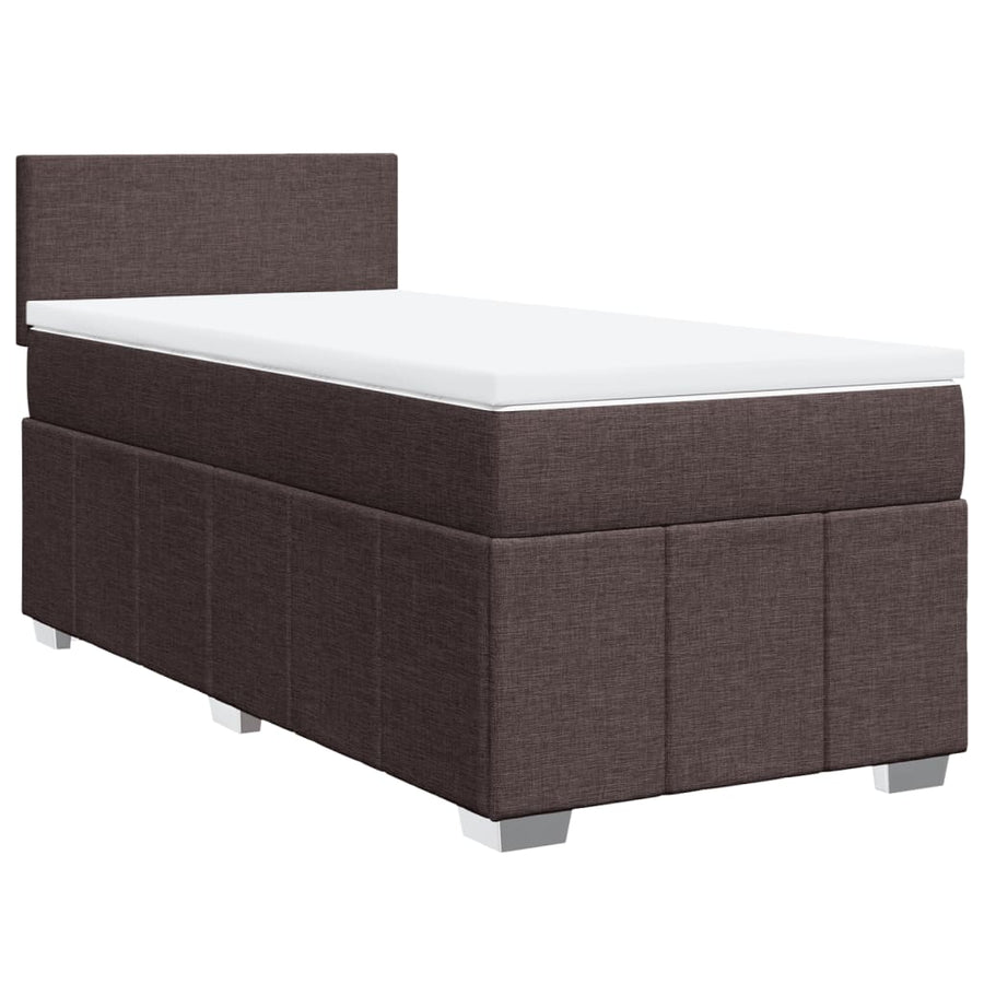 Boxspring met matras stof donkerbruin 100x200 cm