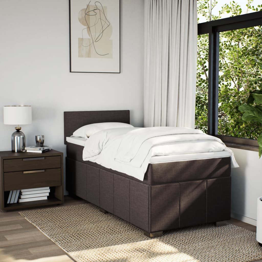 Boxspring met matras stof donkerbruin 100x200 cm