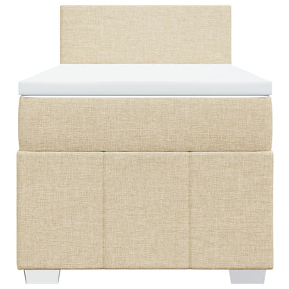 Boxspring met matras stof crèmekleurig 100x200 cm