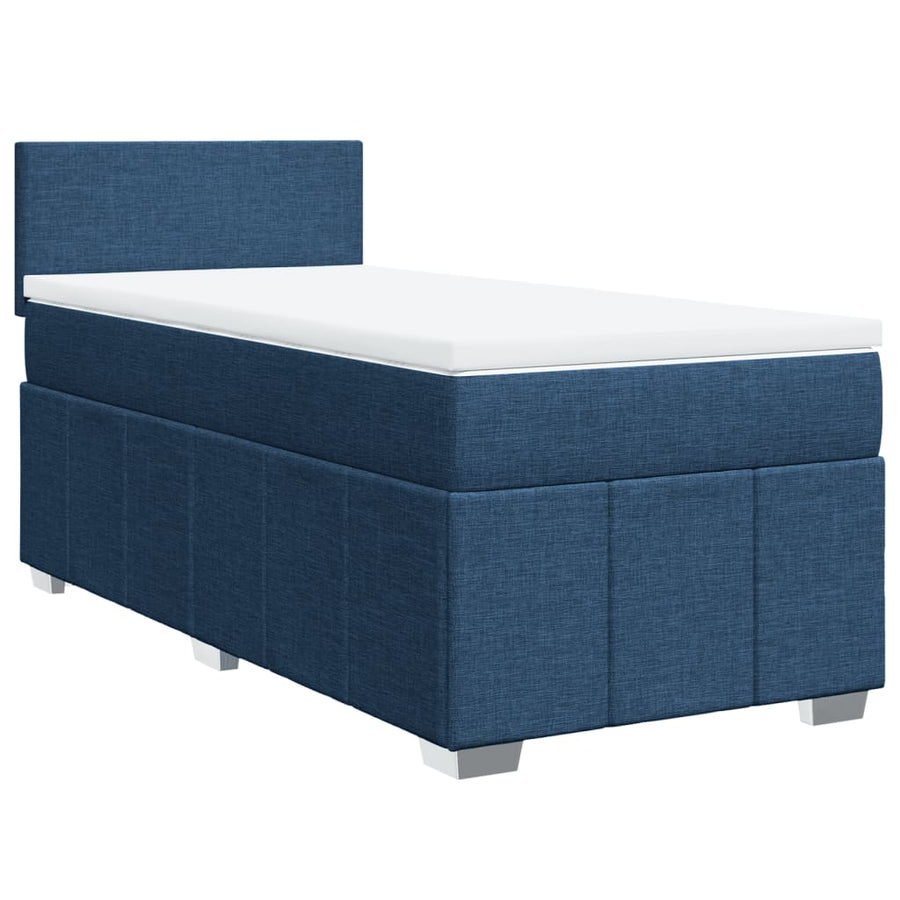 Boxspring met matras stof blauw 100x200 cm