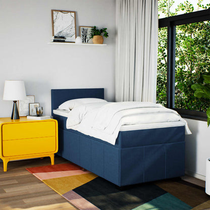Boxspring met matras stof blauw 100x200 cm