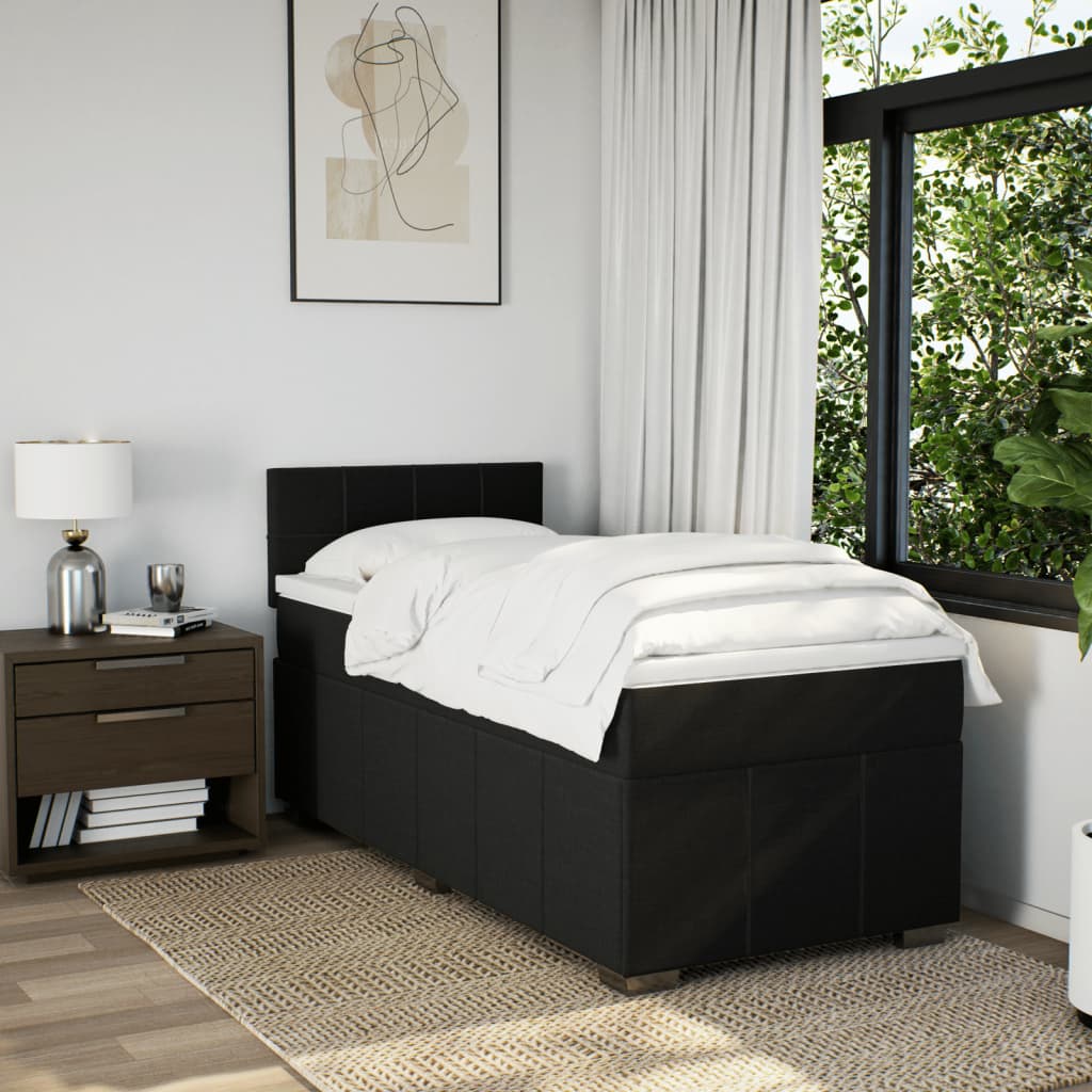 Boxspring met matras stof zwart 100x200 cm
