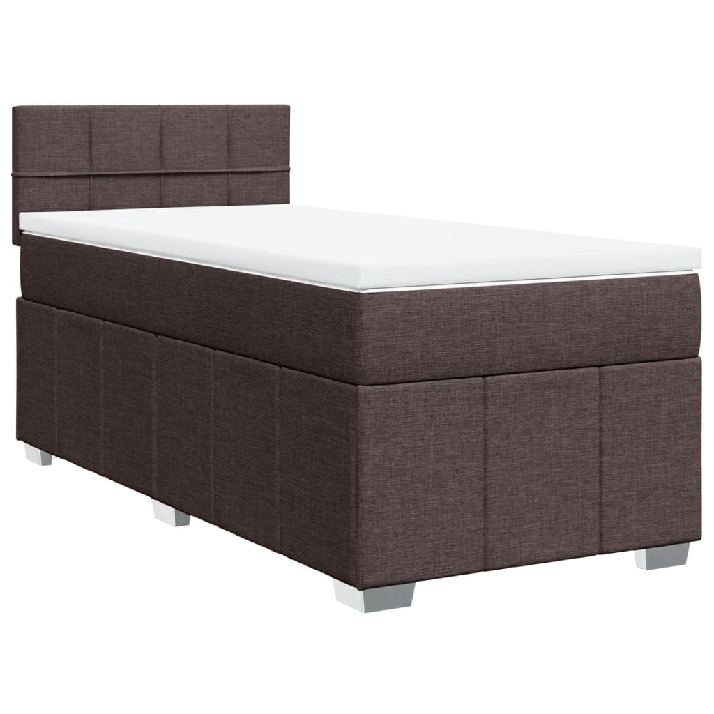 Boxspring met matras stof donkerbruin 100x200 cm