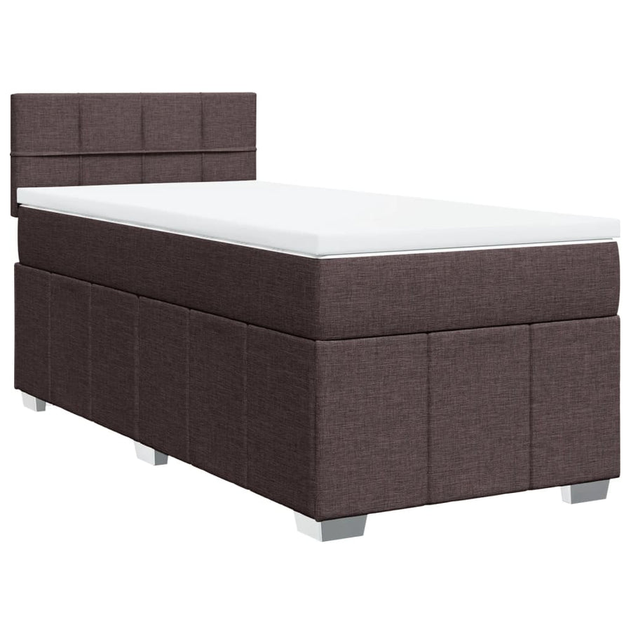 Boxspring met matras stof donkerbruin 100x200 cm