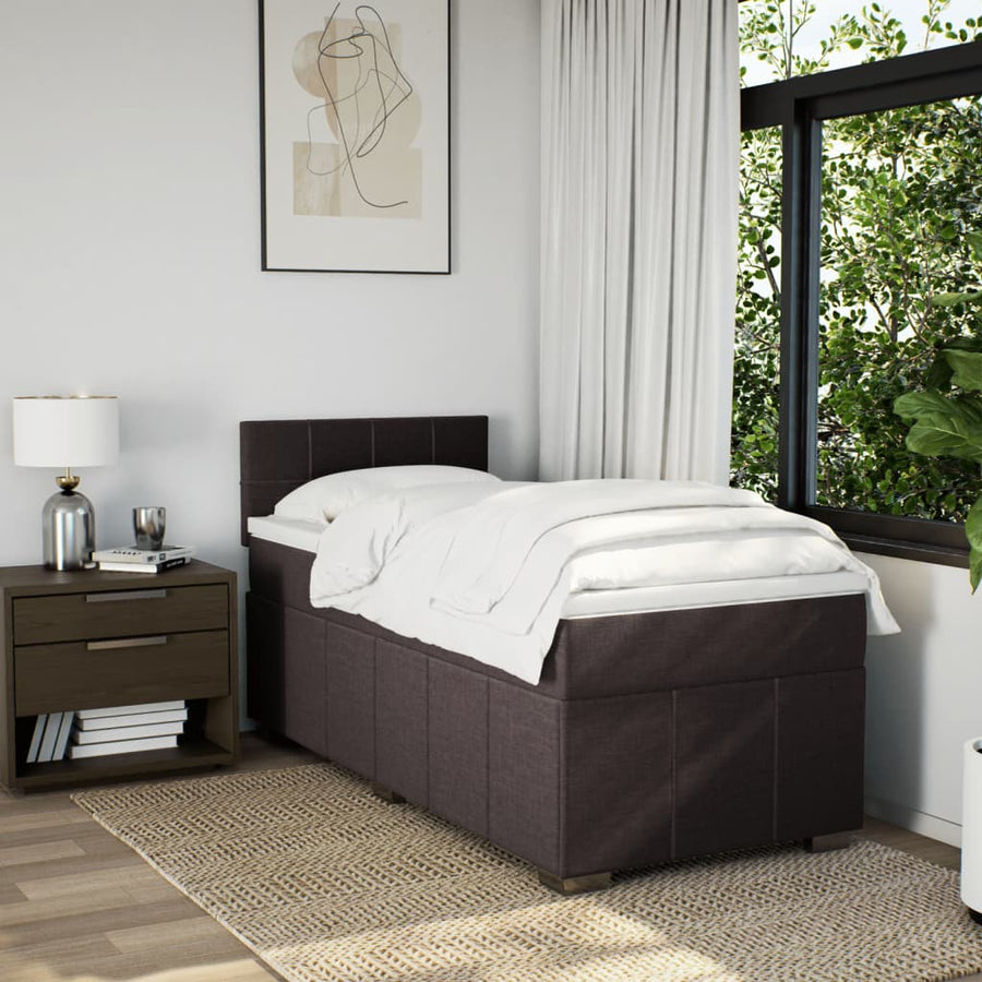 Boxspring met matras stof donkerbruin 100x200 cm