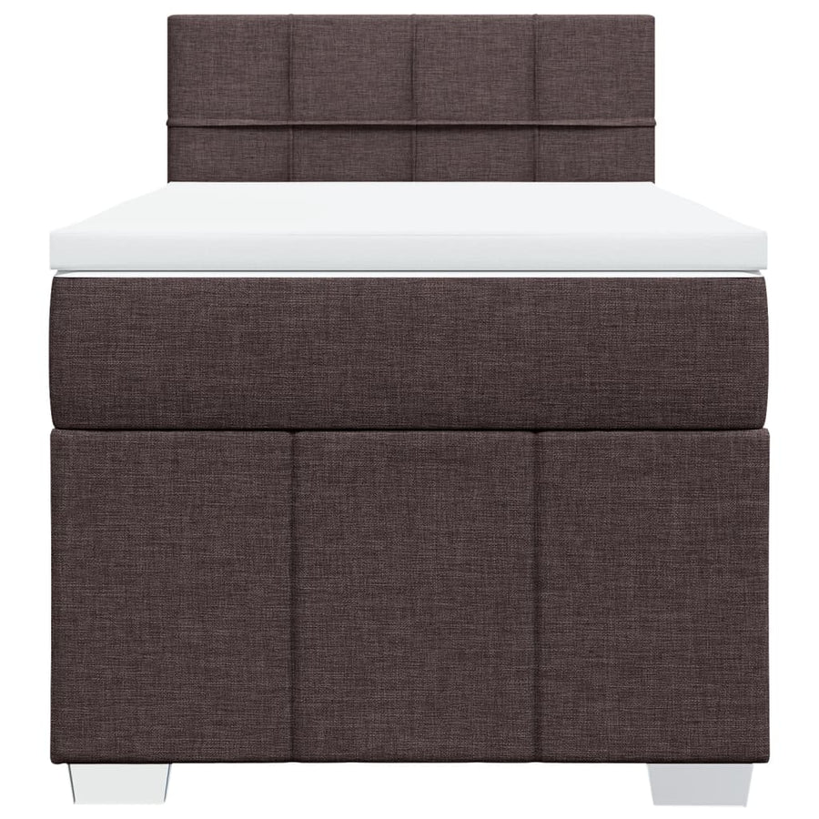 Boxspring met matras stof donkerbruin 100x200 cm
