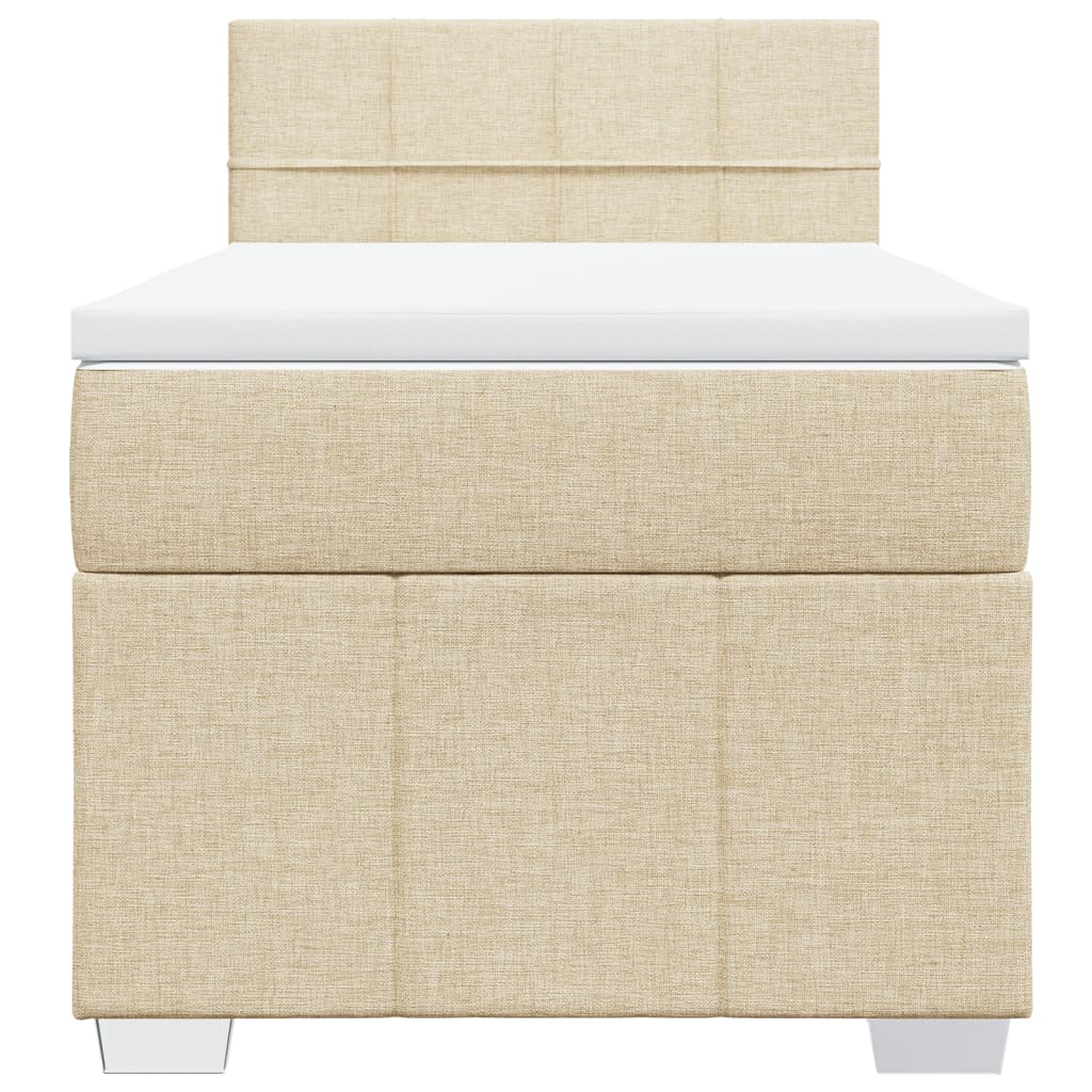Boxspring met matras stof crèmekleurig 100x200 cm