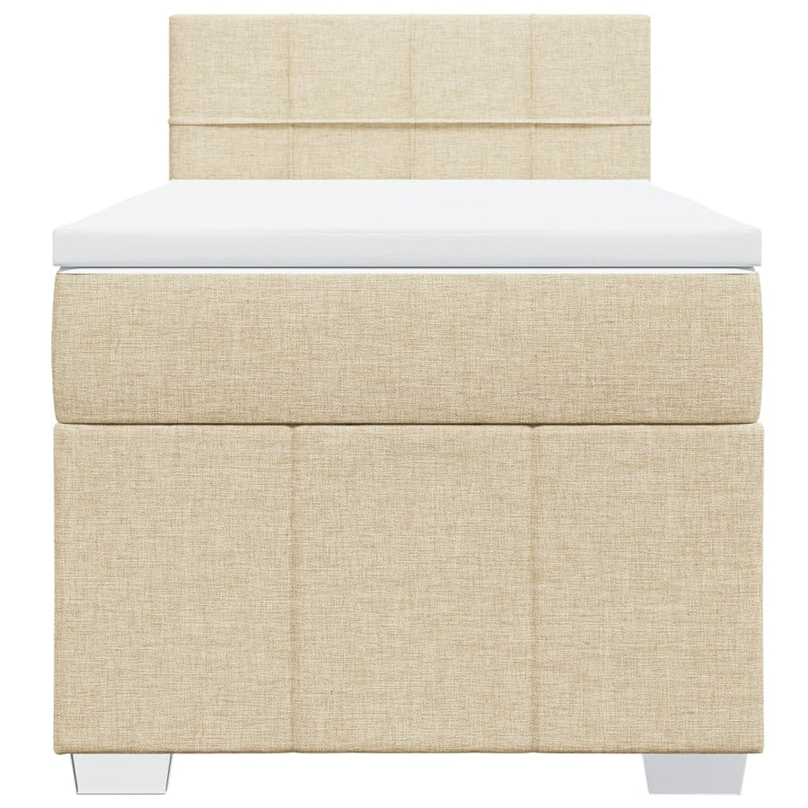 Boxspring met matras stof crèmekleurig 100x200 cm
