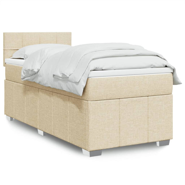 Boxspring met matras stof crèmekleurig 100x200 cm