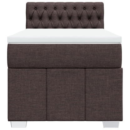 Boxspring met matras stof donkerbruin 100x200 cm