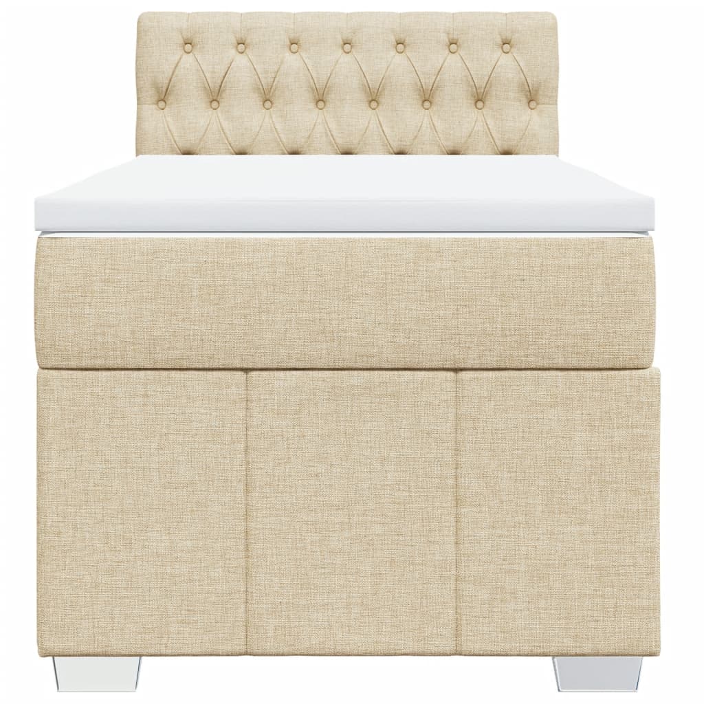Boxspring met matras stof crèmekleurig 100x200 cm