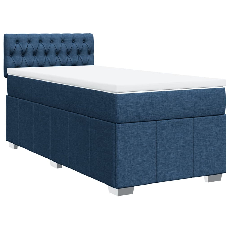 Boxspring met matras stof blauw 100x200 cm