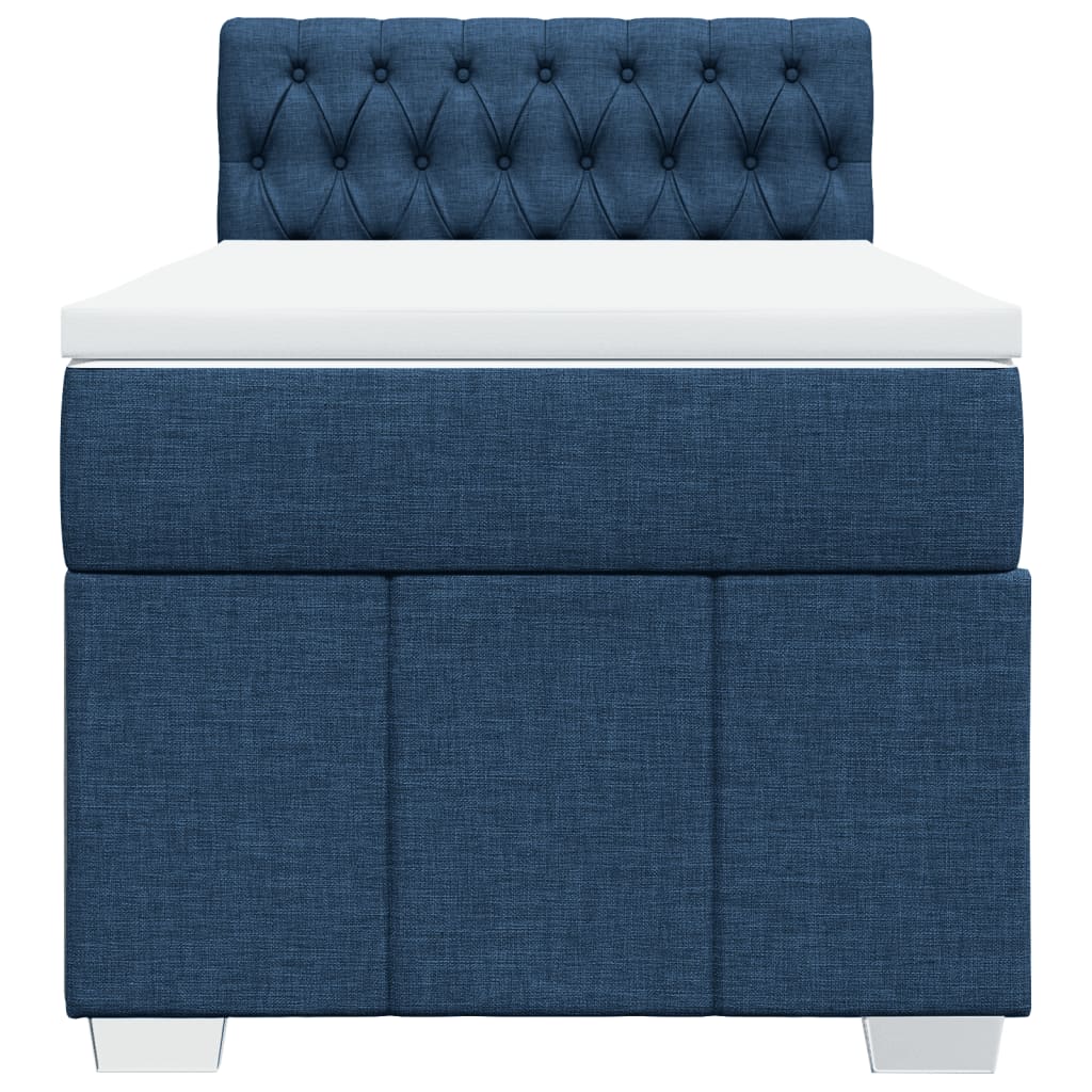Boxspring met matras stof blauw 100x200 cm