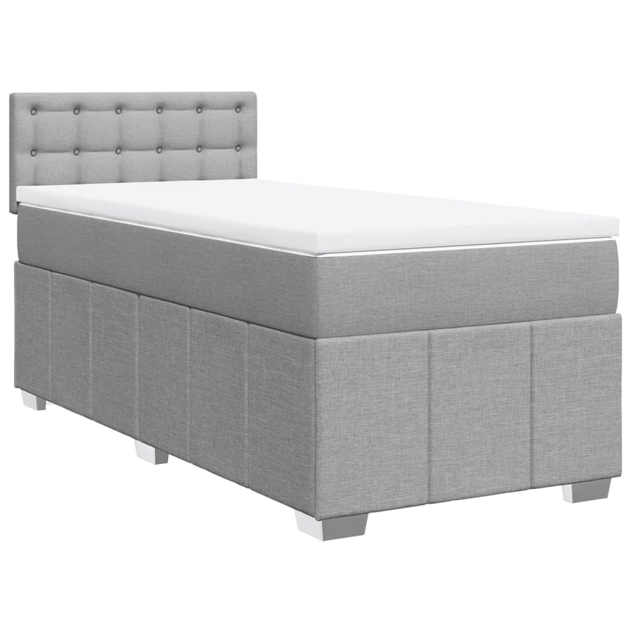Boxspring Met Matras Stof Lichtgrijs 100X200 Cm