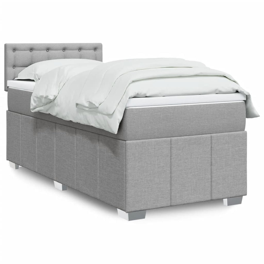 Boxspring Met Matras Stof Lichtgrijs 100X200 Cm