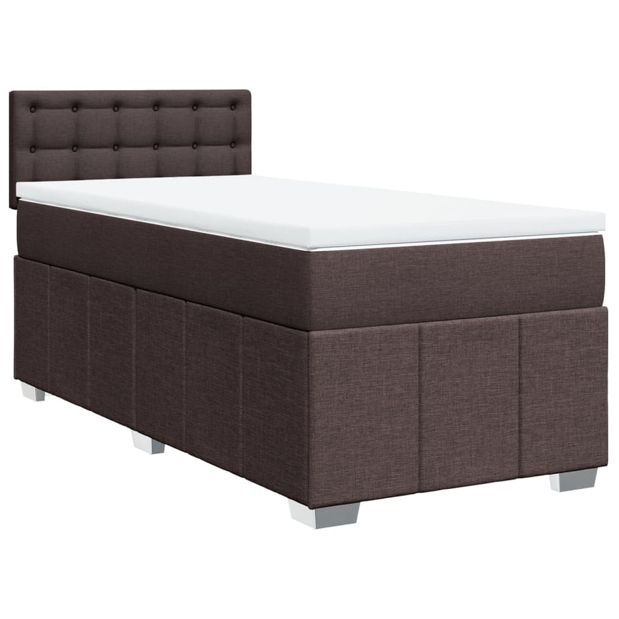 Boxspring met matras stof donkerbruin 100x200 cm