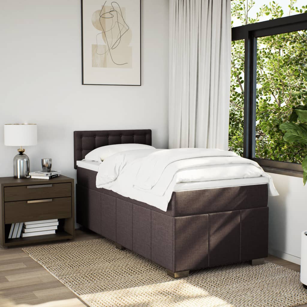 Boxspring met matras stof donkerbruin 100x200 cm