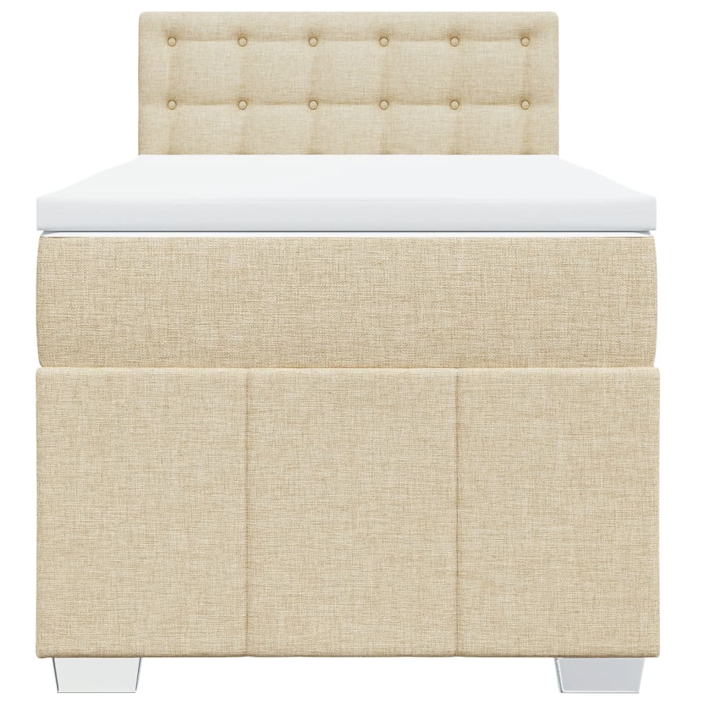 Boxspring met matras stof crèmekleurig 100x200 cm