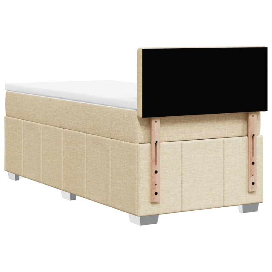 Boxspring met matras stof crèmekleurig 100x200 cm