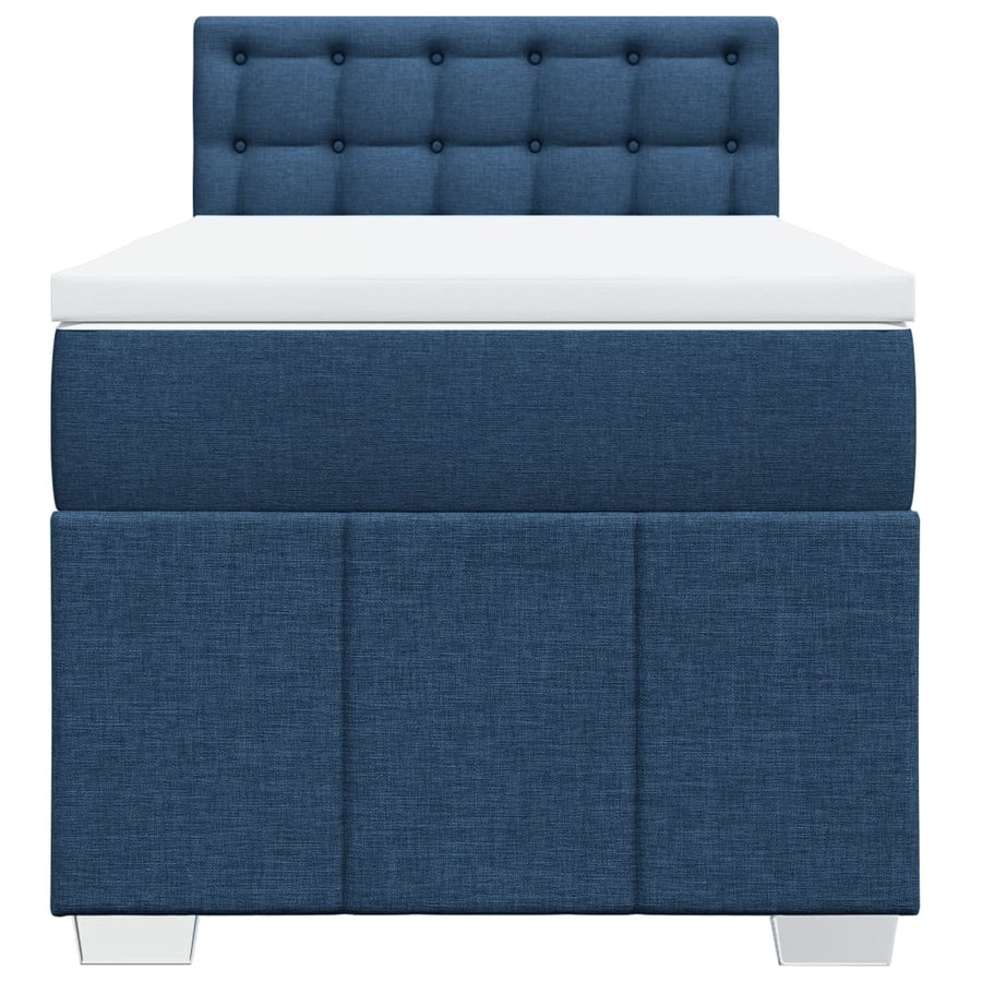 Boxspring met matras stof blauw 100x200 cm