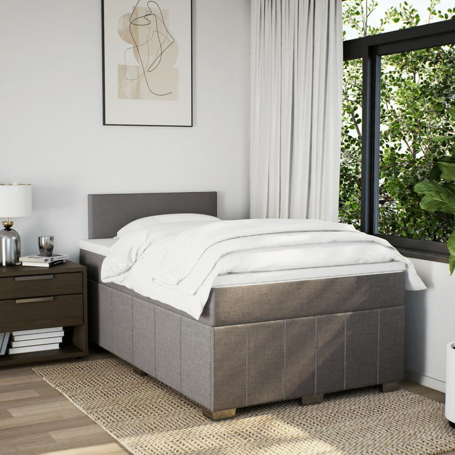 Boxspring met matras stof taupe 120x190 cm
