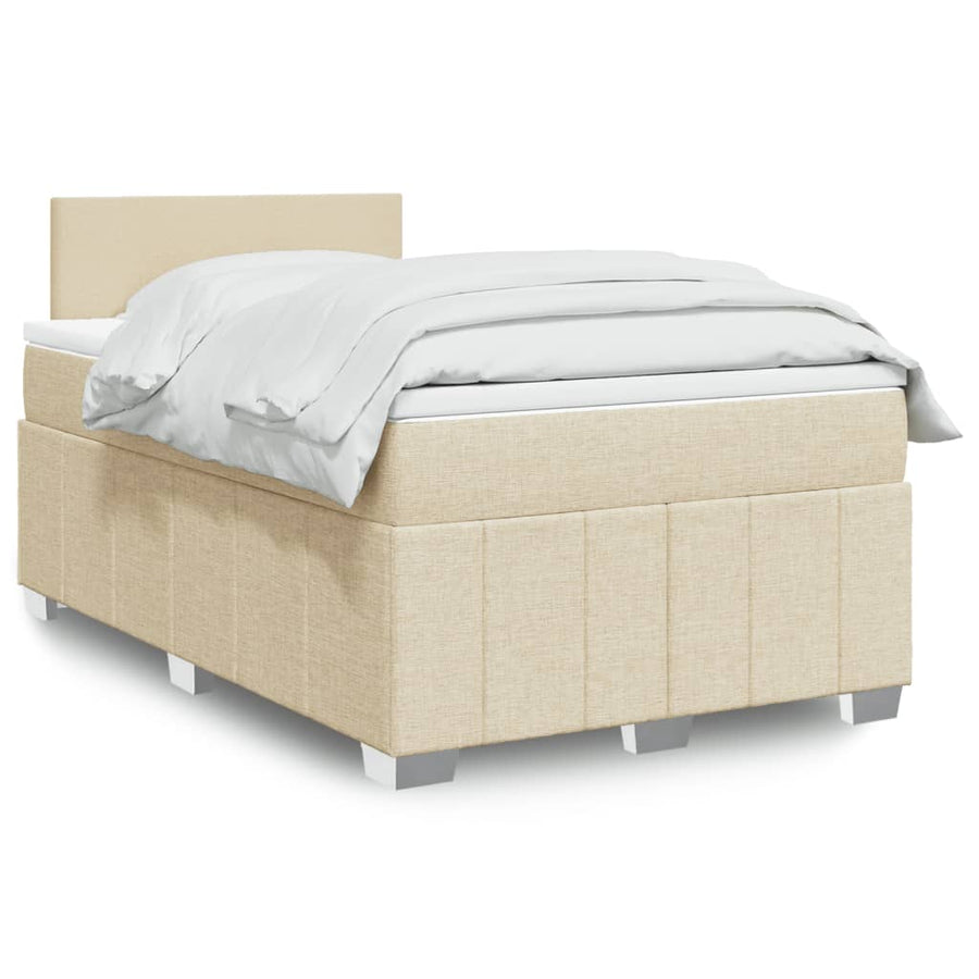 Boxspring met matras stof crèmekleurig 120x190 cm