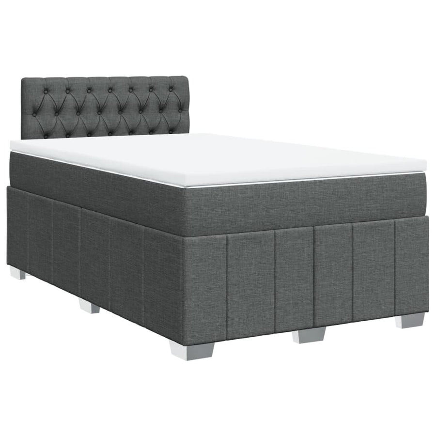 Boxspring met matras stof donkergrijs 120x190 cm