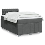 Box spring bed with dark gray fabric mattress 120x190 cm