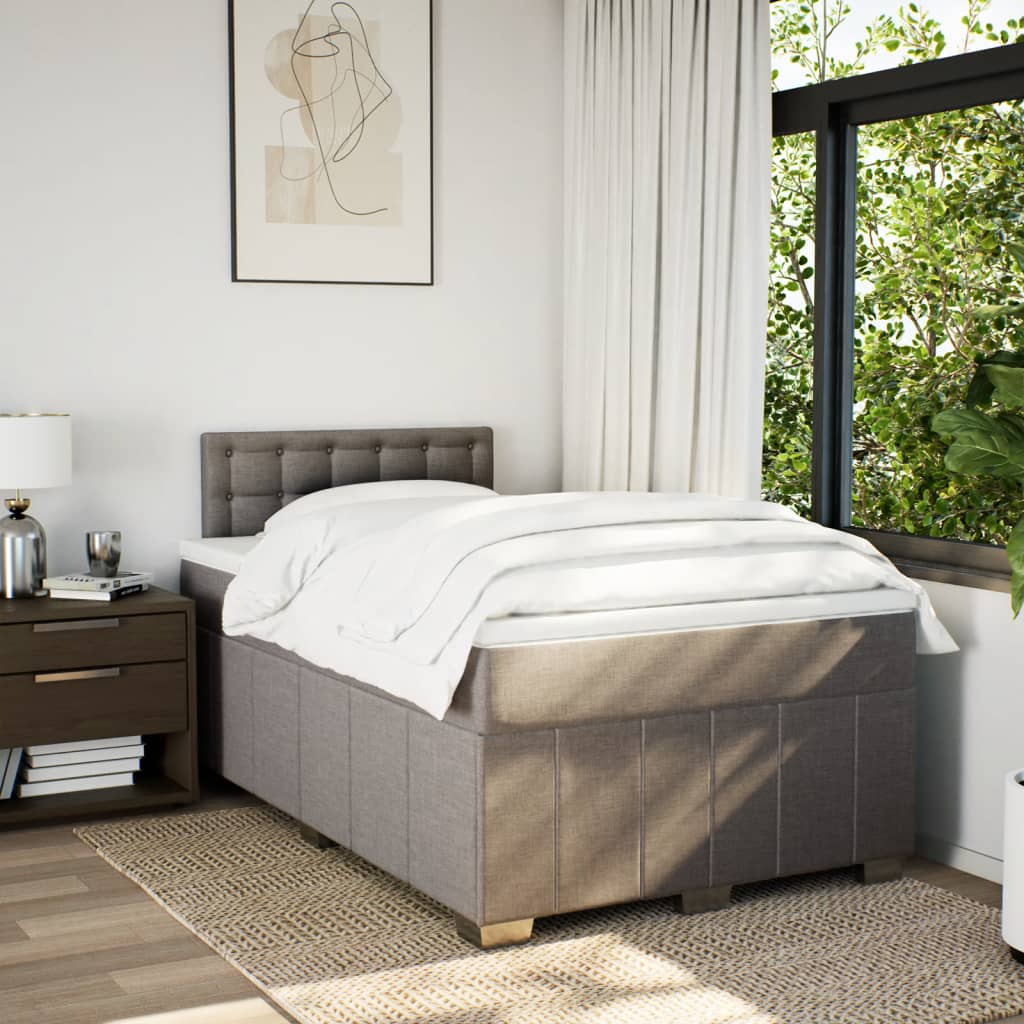 Boxspring met matras stof taupe 120x190 cm