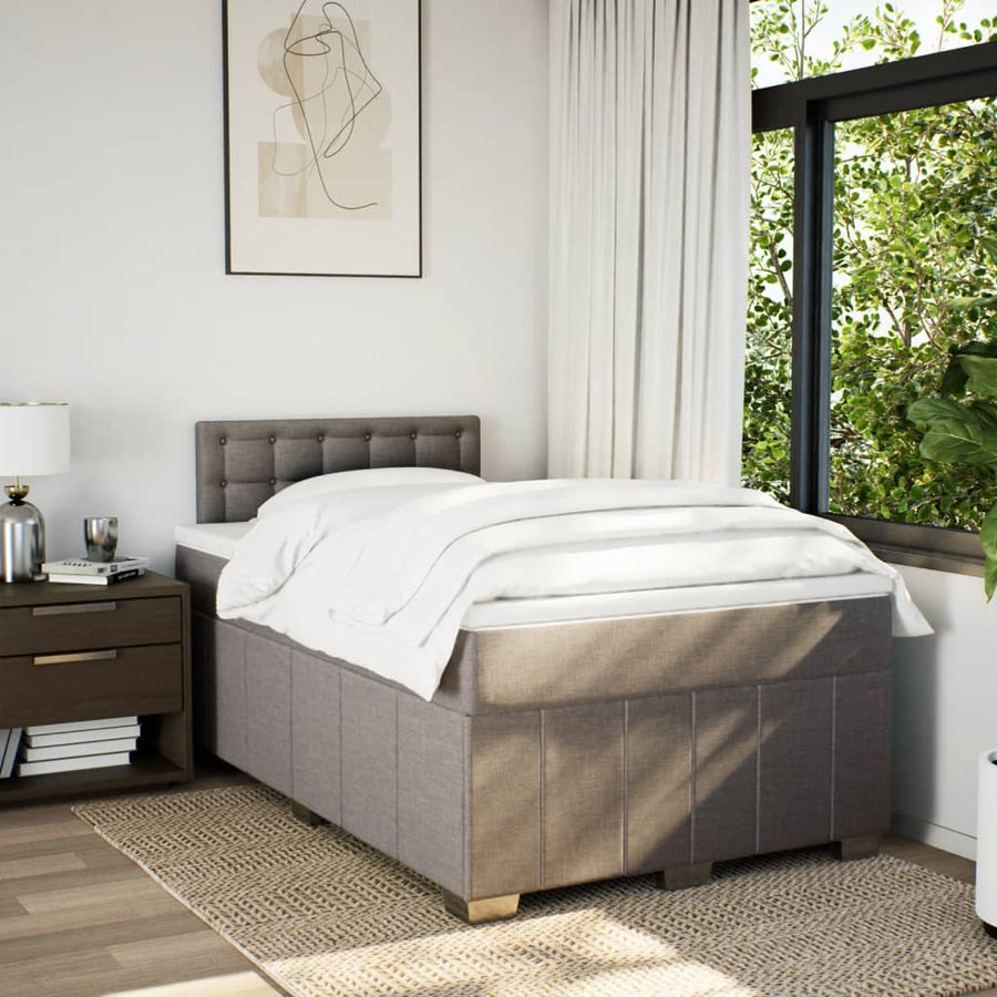 Boxspring met matras stof taupe 120x190 cm