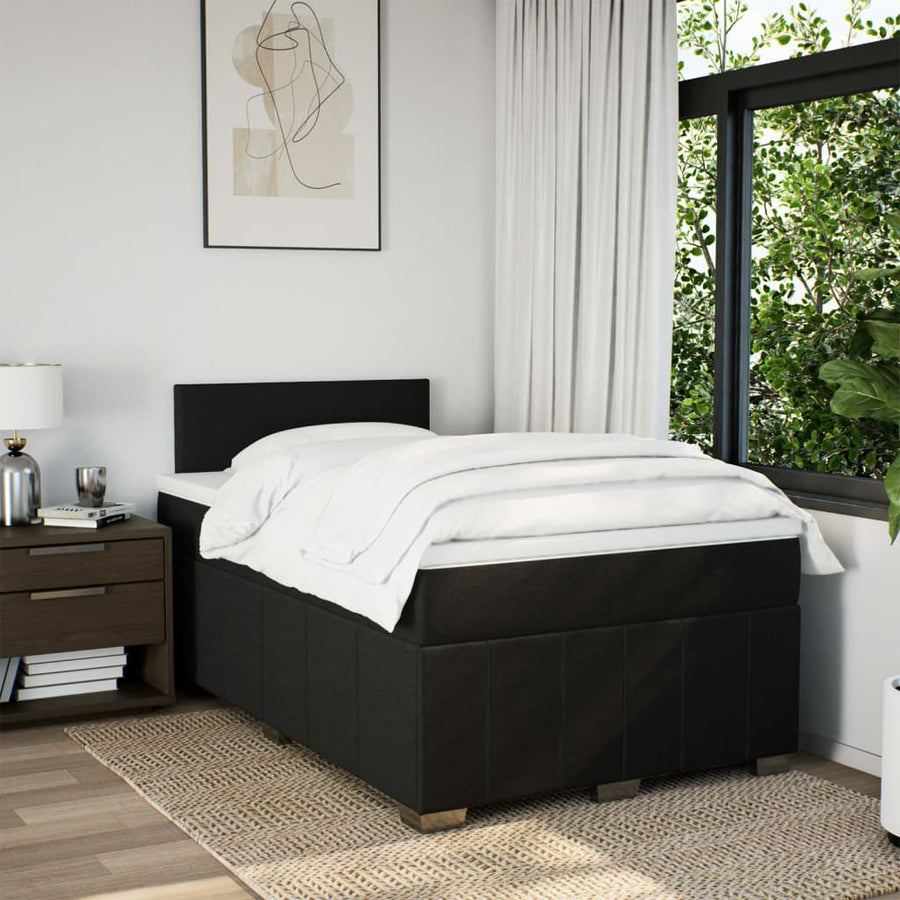Boxspring met matras stof zwart 120x200 cm