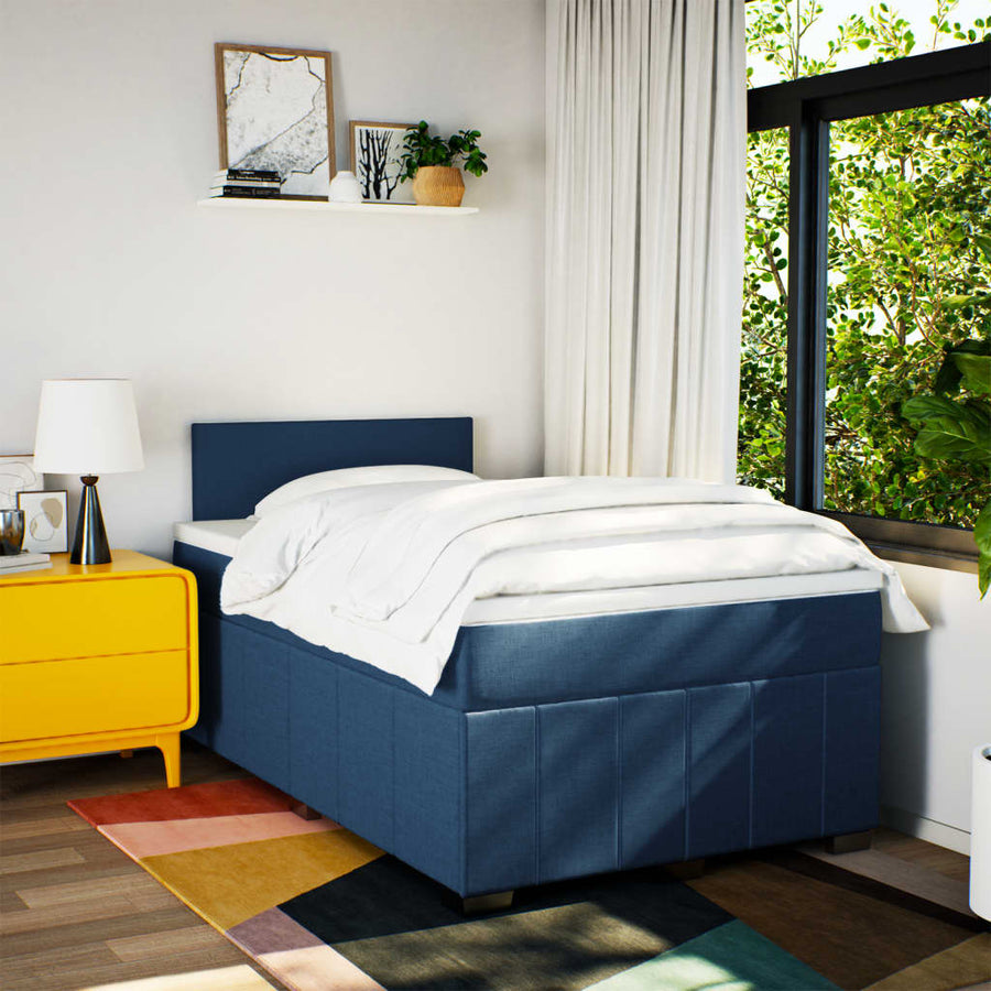Boxspring met matras stof blauw 120x200 cm