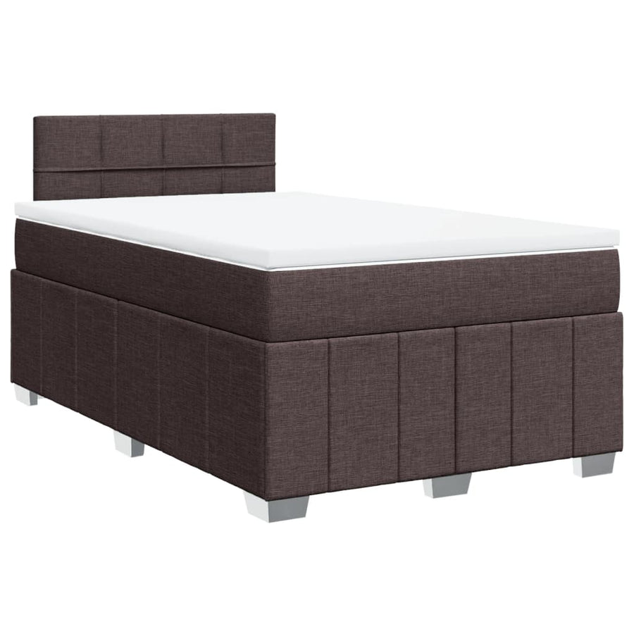Boxspring met matras stof donkerbruin 120x200 cm