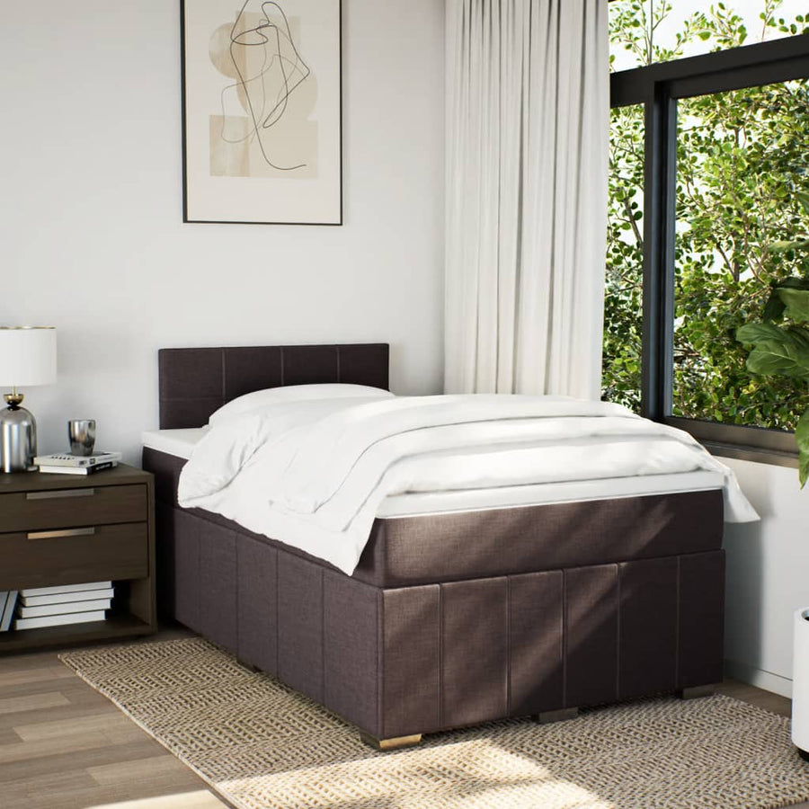 Boxspring met matras stof donkerbruin 120x200 cm