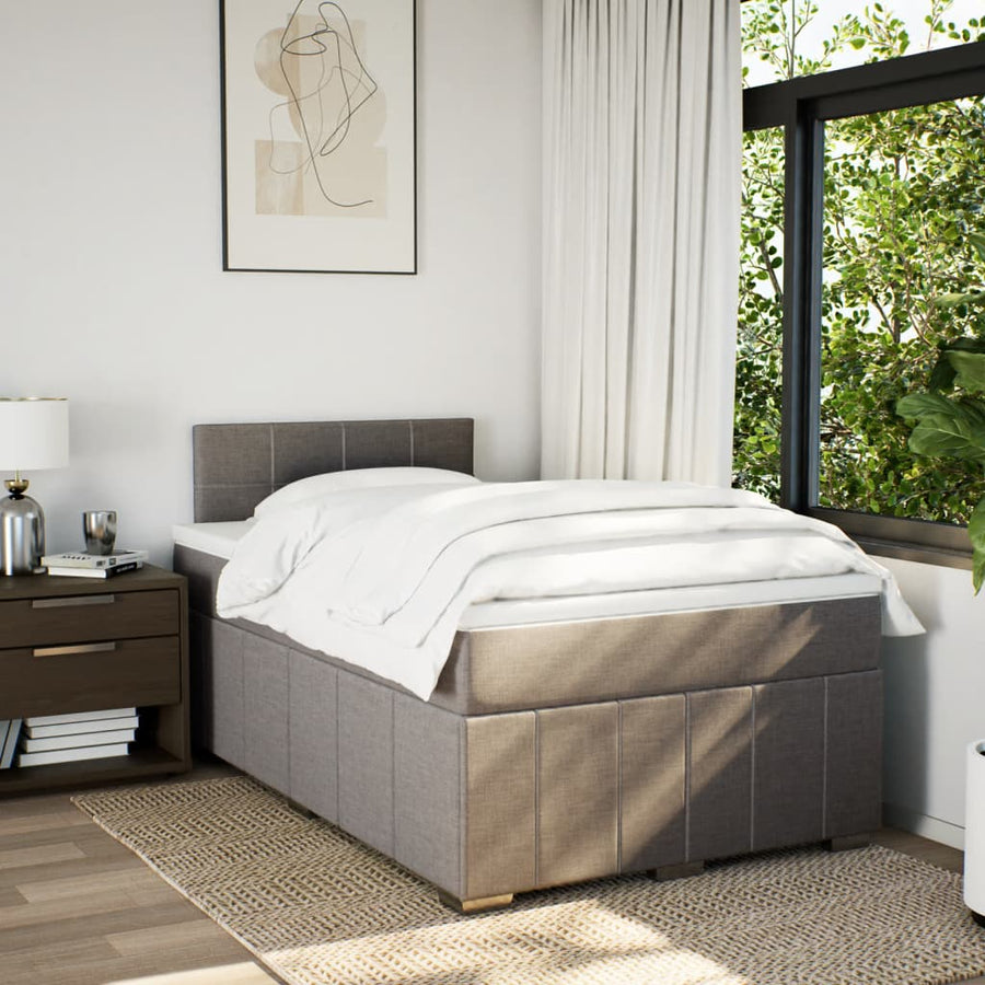 Boxspring met matras stof taupe 120x200 cm