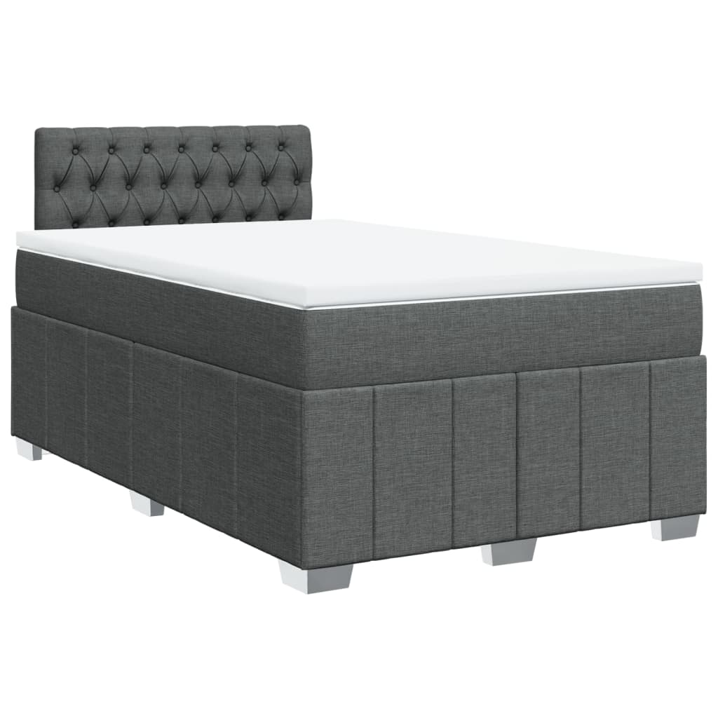 Boxspring met matras stof donkergrijs 120x200 cm
