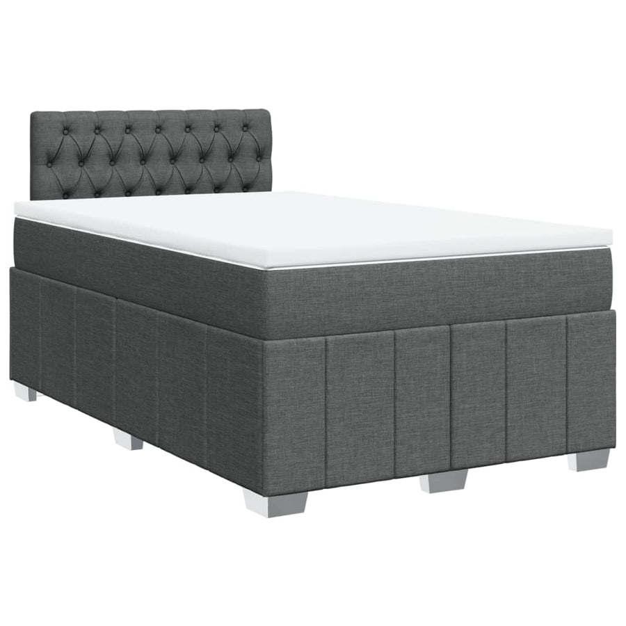 Boxspring met matras stof donkergrijs 120x200 cm