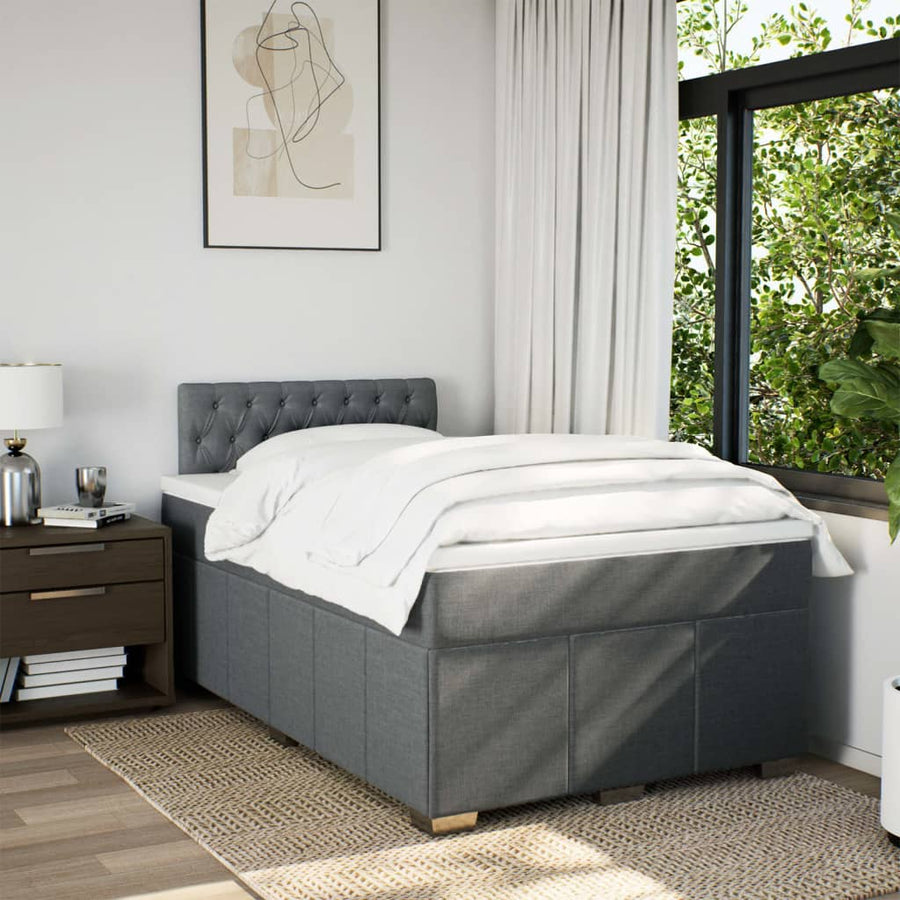 Boxspring met matras stof donkergrijs 120x200 cm
