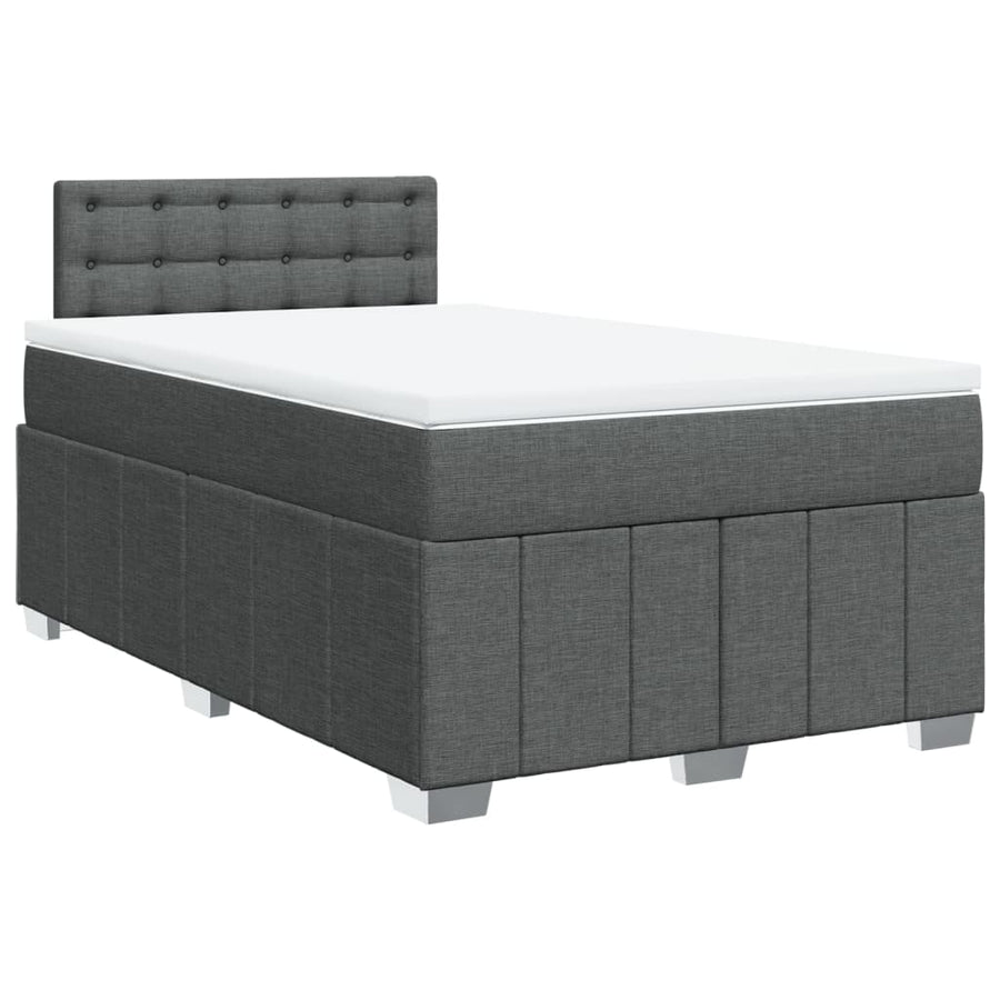 Boxspring met matras stof donkergrijs 120x200 cm